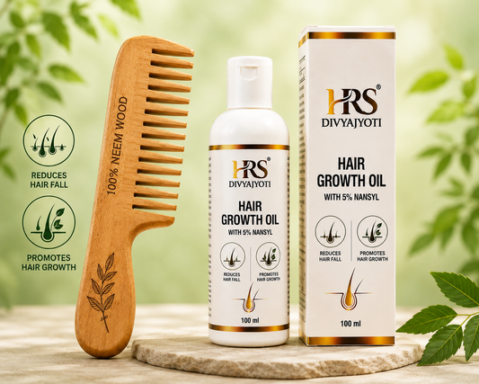 Neem Comb + HRS Divyajyoti Hair Oil