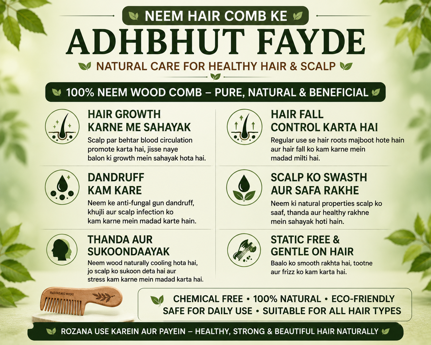 Neem Comb + HRS Divyajyoti Hair Oil